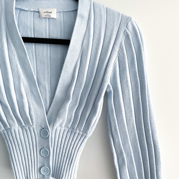 Aritzia Sweaters - WILFRED Plunge Front Cardigan (Aura Blue)